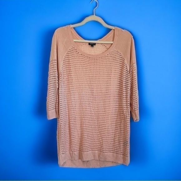 Torrid plus netted knit short sleeve scoop neck dusty rose pink blouse size 2X - Picture 1 of 9